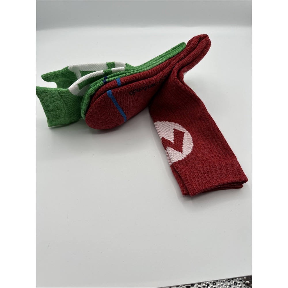 Nintendo Super Mario Adult Mario And Luigi Character Costume 2 Pair Crew Socks